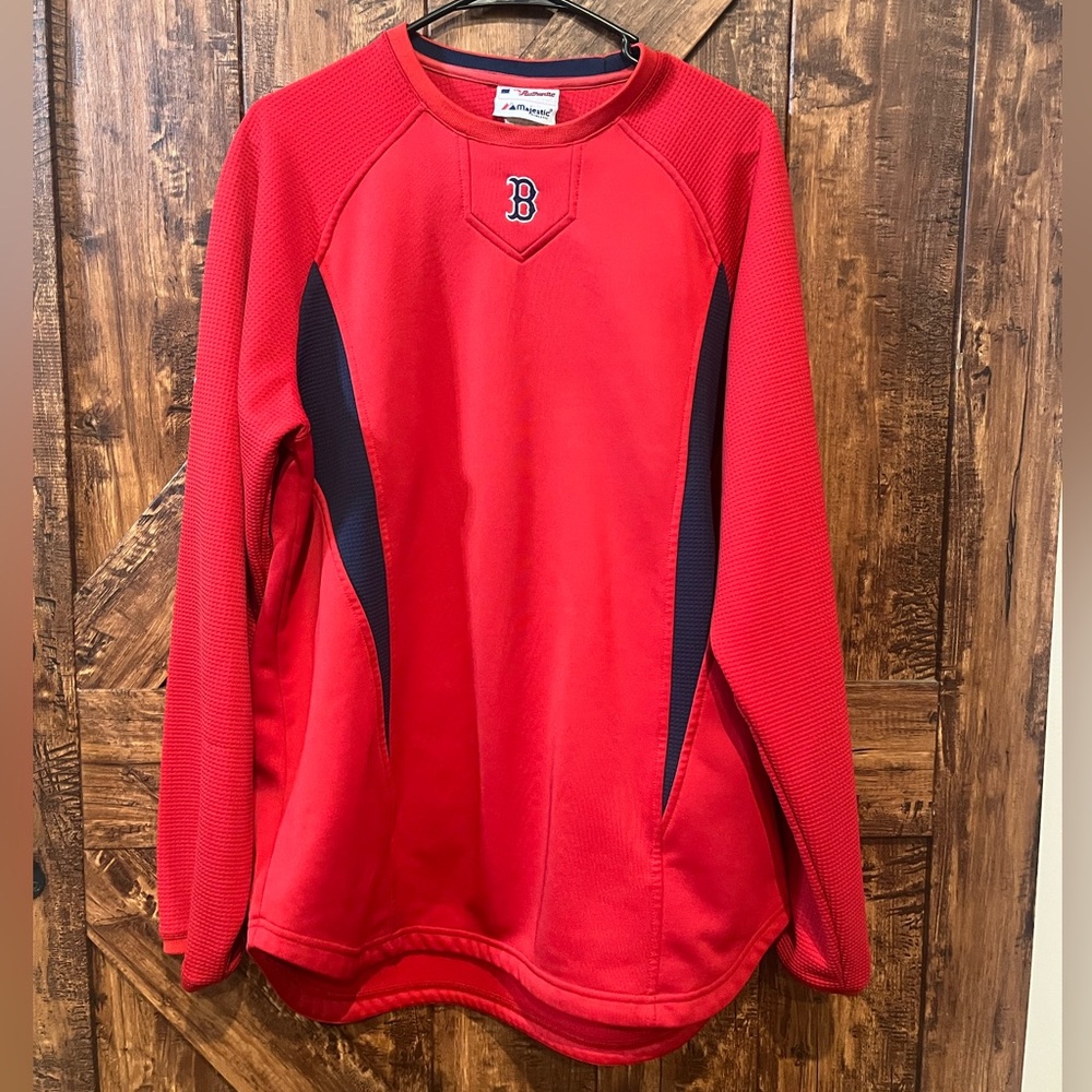 Majestic‎ men's Boston Red Sox long sleeve red therma base layer shirt crew neck